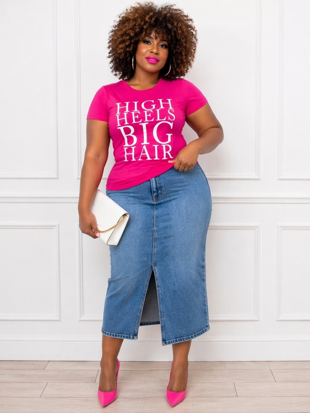 Hot Pink “High Heels Big Hair” Graphic Tee